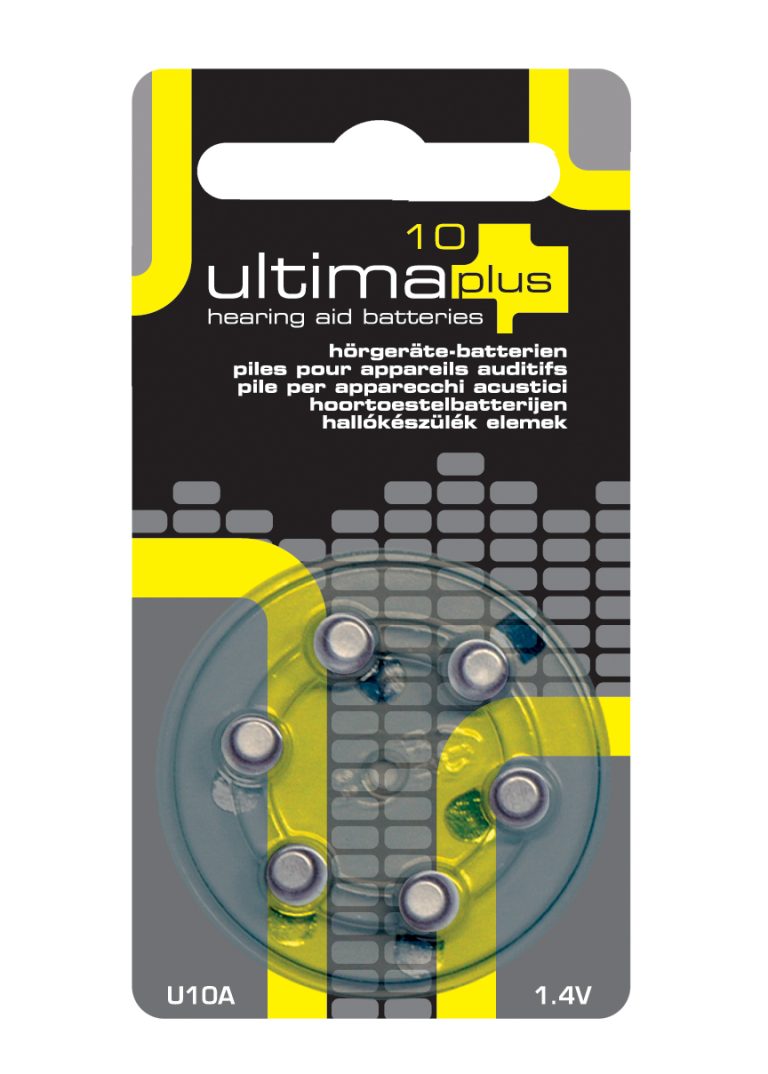 Piles auditives Ultima taille 10, lot de 30 piles, code couleur jaune