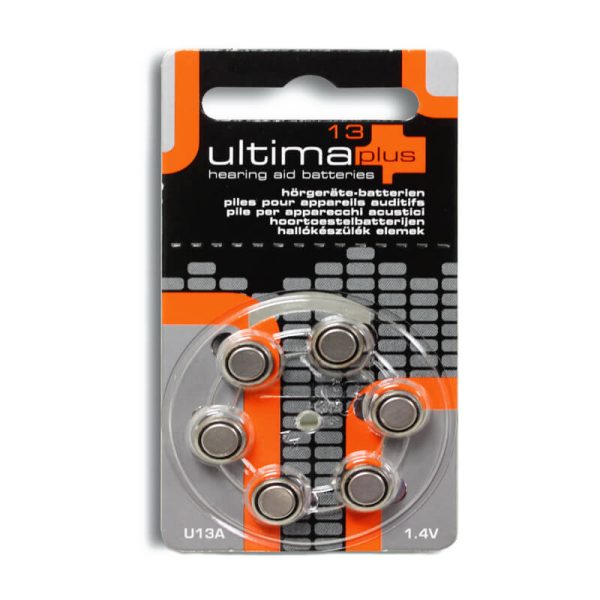 Piles auditives Ultima taille 13, lot de 30 piles, code couleur orange