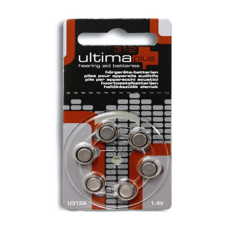 Piles auditives Ultima taille 312, lot de 60 piles, code couleur marron